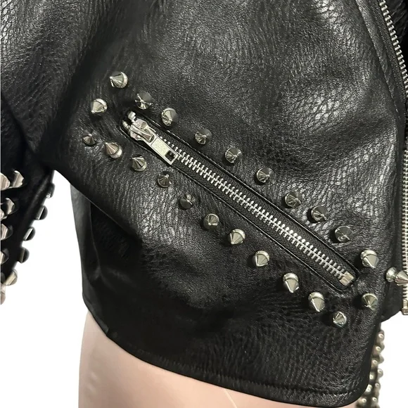 Azalea Wang Essential Moto black studded vegan leather jacket in 1X. NWOT. - Picture 4 of 16